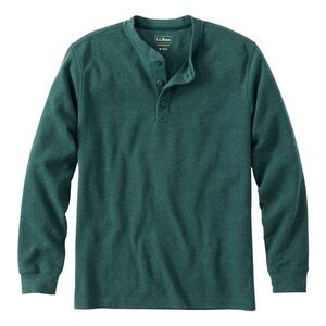 L.L. Bean Men's Mini Waffle Green Henley Shirt Xl New
